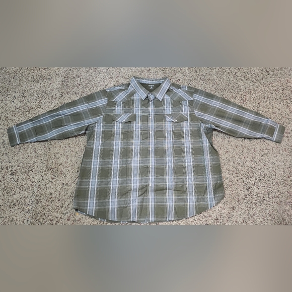 King Size Men's Green Plaid Shirt - Picture 1 of 3